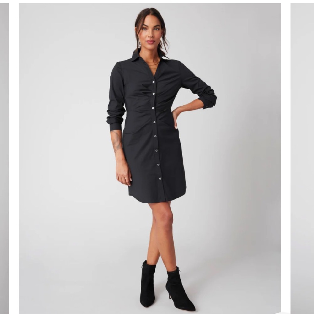 UntuckIt Stretch Cotton Sinead Shirt Dress Black Size 10 NWT New